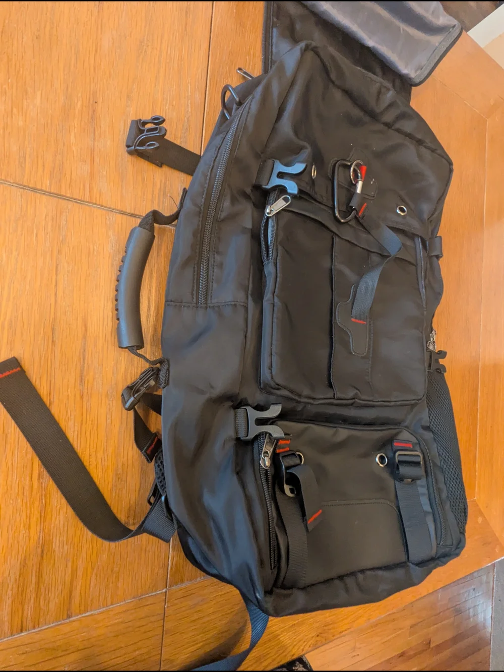 Large Black Travel Hiking Laptop Backpack USB Charging Multi Pocket